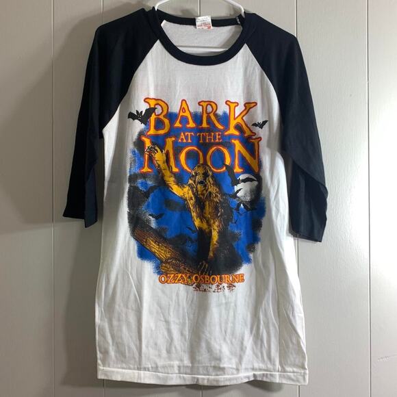 vintage 1984 OZZY OSBOURNE Bark At The Moon World Tour 3/4 sleeve tee shirt M - Picture 2 of 8